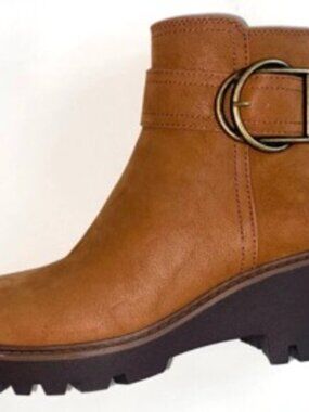 BAMBOO Tan Ankle Booties with Buckle Detail